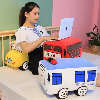28/45cm Recheado de desenhos animados Ônibus Carro de bombeiros Brinquedo de Pelúcia Macia Animais Boneca Para a Criança Menino Divertido aniversariante Presente Decoração