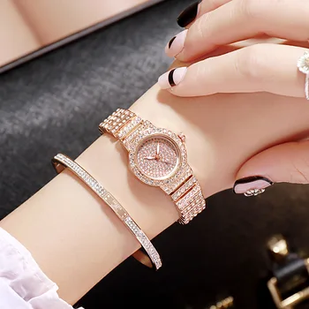 2021 Marca de Luxo, Mulheres Relógios Total de Diamante Vestido das Senhoras Japão Movimento de Quartzo Mulheres relógio de Pulso de Aço Inoxidável Reloj Mujer