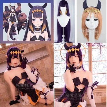 Anime Hololive VTuber Ninomae Ina Nis Sexy Uniforme Vestido de Festa Conjunto Completo de Acessórios de Cosplay Peruca Fantasia sapatos Para o dia das bruxas Mulheres
