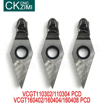 VCGT110302 VCGT110304 VCGT160402 VCGT160404 VCGT160408 PCD diamante inserir torneamento CNC VCGT de Alumínio, de Cobre, de pedra, de madeira