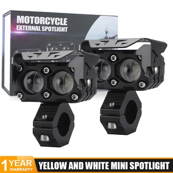 CONDUZIU a Motocicleta holofotes dupla cor âmbar branco luz Auxiliar de moto faróis de neblina lâmpada para Bicicleta da Sujeira Caminhões Caminhonetes Avança