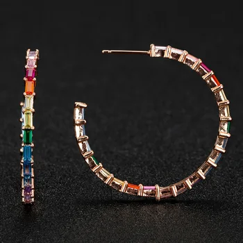 Zlxgirl luruxy colorido zircônia cúbica brincos jóias para as mulheres brical jóias da marca ródio prata cooper brincos bijoux