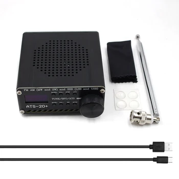 Profissional SI4732 Banda Completa Receptor de Rádio OLED ATS-20+ Receptor USB de Apoio Acessórios de Carregamento