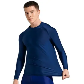 M-5XL Proteção UV Lycra Rashguard Homens de Manga Longa Maiô de Natação do Protetor do Prurido de secagem Rápida de Surf de Condução T-Shirt Para a Natação 5XL