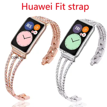 De luxo, Pulseira de aço Inoxidável Relógio Banda Alça de Pulso Para Huawei Assistir Ajuste 2 fit2 Inteligente Pulseira de Acessórios