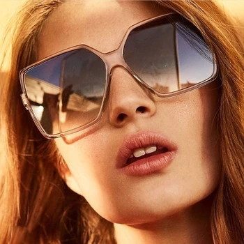 Nova Moda Retro Gradiente de Cor Óculos de sol Grandes de quadros Mulher de Óculos de sol de Marca tendências de Design Rua Óculos de Tiro UV400