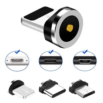 Rodada Magnético Cabo plug do Tipo C, Micro USB C Plugues de Carregamento Rápido de Cabo Adaptador de Telefone Móvel Microusb Tipo-C Ímã Plug do Carregador