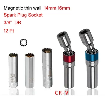 Magnético de alto 14mm 16mm, 12 pontos Removedor de Chave de junta Universal Spark Tomada de Parede Fina 3/8
