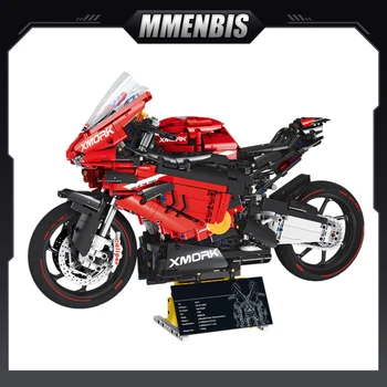 M MENBIS Moto Modelo da Cidade de Velocidade de Blocos de Construção de Brinquedos Moto Motocicleta Tijolos MOC Conjuntos de Presentes para Meninos Crianças Adultos Técnica