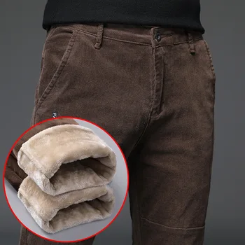 A Marca de moda de Alta Qualidade Cashmere Calças de Homens de Inverno, Além de Veludo Grosso Quentes de Homens de Veludo Calças Soltas, em linha Reta Calças