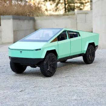 1/24 Tesla Cybertruck de Captação de Liga de Modelo de Carro Diecasts Metal Brinquedo Fora-de-estrada em Veículos SUV de Simulação de Crianças Presente Coleção