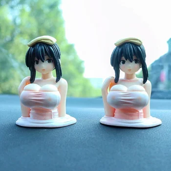 Novo Bonito Peito Tremer Meninas Carro Ornamentos De Desenhos Animados Kawaii Anime Estátua Auto Painel Sexy-De-Rosa Anime Acessórios Do Carro Do Interior