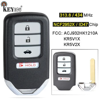 KEYECU 313.8 MHz / 434MHz ID47 KR5V1X / KR5V2X / ACJ932HK1210A 4B Inteligente Remoto chaveiro para o Honda City Accord Civic 2013-2016