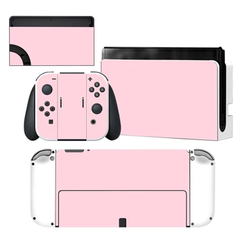 Pura Cor-de-Rosa Nintendoswitch Pele Cobrir Adesivo Decalque para a Nintendo Mudar OLED Console de Alegria-con Controlador de Dock de Vinil