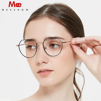 Meeshow rodada metalizado óptico de óculos de grau armação de óculos de mulheres de acessórios de moda de 2020 Unisex Liga de Aço Inoxidável