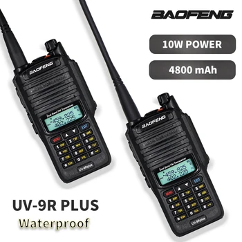 Baofeng UV-9R mais IP68 Walkie Talkie Impermeável de Alta Potência de 10W UHF/VHF Banda Dupla 4800mAh Portátil CB Caça de Presunto, Duas Vias de Rádio