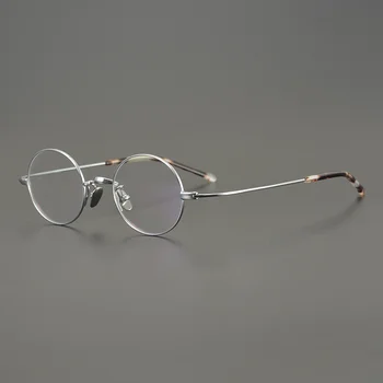 Japonês Retro Oval Mão-Feito De Titânio Quadro De Homens, Óculos De Mulheres Pequenas Óculos De Miopia De Óculos De Ultraleve Gafas Óculos
