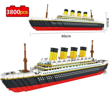 3800pcs Titanic 3D Micro Construção de Blocos de Tijolos Grande Navio de Cruzeiro de Barco DIY Mini Blocos de Diamante Tijolos de Brinquedo Educativo para as Crianças