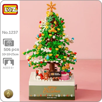 LOZ 1237 Feliz Árvore de Natal Papai Noel Boneco de neve Urso Girar a Caixa de Música DIY Mini Blocos de Tijolos de Construção de Brinquedo para as Crianças sem Caixa