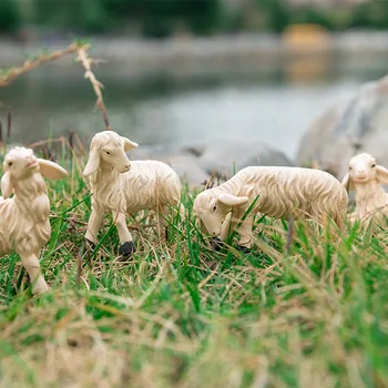 6Pcs Simulação Ovelhas Linda Fazenda Modelo Animal de Cabra em Miniatura o Jardim Estatueta para Casa de Decoração, Acessórios de Decoração de Presente Para as Crianças