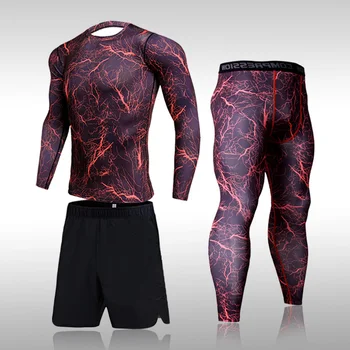 Homens de Compressão de 3 Pcs/Set Sportswear Ternos Execução Rashguard Treino de meia-Calça de Ginástica Roupas de Treino Treino de Jogging Sports Conjunto