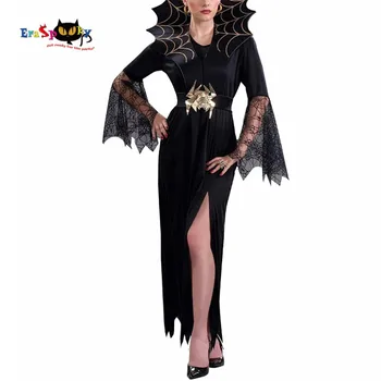 Mulheres Vampiro Traje da Menina de Vestido de Bruxa Adulto Gótico, Dark Queen Cosplay Teia de Aranha no Vestido de Fantasia para o Carnaval Fantasia de Halloween