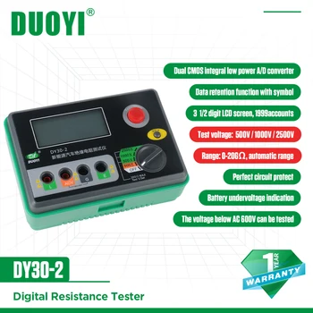 DUOYI DY30-2 Digital de Isolamento de Ferramentas de teste de 20G de Ohm Display LCD 500V/1000V/ 2500V da Resistência de Terra de Medidor de Megohmmeter
