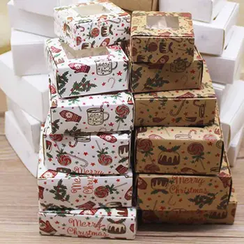 fontes do casamento de DIY de papel de vários tamanhos kraft janela de presentes de Natal caixa presente do pacote da caixa da caixa