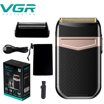 VGR Elétrico, máquina de Barbear para os Homens Lâmina dupla Impermeável Reciproca sem fio de Navalha de Barbear Recarregável USB Máquina Barbeiro Aparador