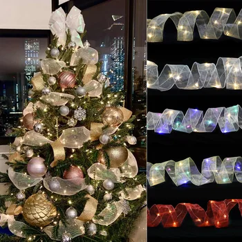 5M Fita de Natal com 50 Luzes de Árvore de Natal Decoração de Dupla Camada Brilhante Seqüência de Luzes do Ano Novo Decoração para 2023