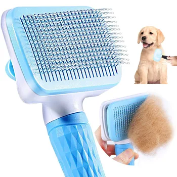 Gatos de material de Limpeza (Grooming) Escova de pêlo de Cão de Remoção de Pente de Aço Inoxidável Gatos Pentes Automática antiderrapante Brushs para Cães