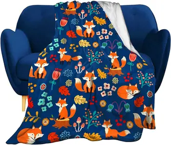 Fox Cobertor de Flores Macias e Confortáveis Jogar Cobertor de Flanela de Lã Mantas para Sofá-Cama Sala Adultos, as Crianças Rapazes Raparigas Presentes